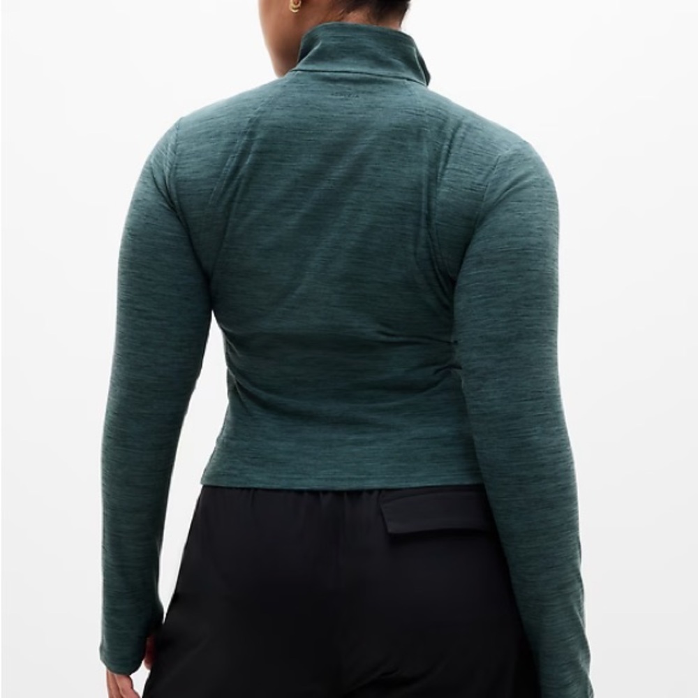 NWT Athleta Wens SoftLuxe Half Zip Pine Heather Athletic Top SO soft! - Picture 4 of 13